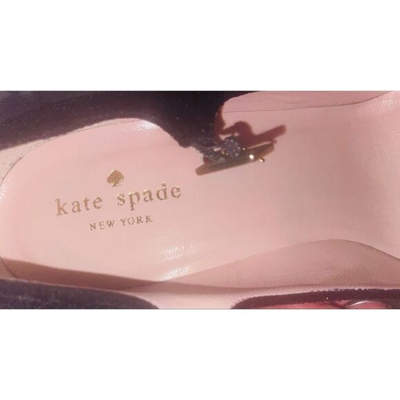 Kate Spade Black Velvet Heels with Pink Embellishments ballina Mary Jane Pump 10 - Picture 5 of 10